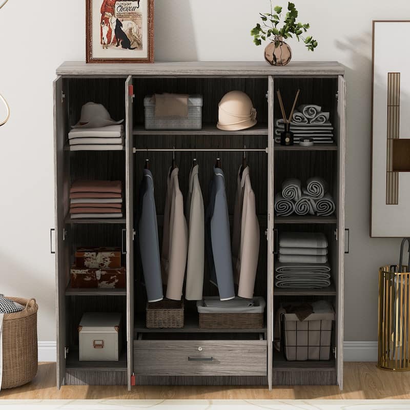 4-Door Mirror Wardrobe with shelves