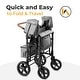 preview thumbnail 2 of 3, 4 Seater Stroller Wagon for 4 Kids with Convertible Seats, Adjustable Push/Pull Handles, Removable Canopy & Flat Fold, Grey