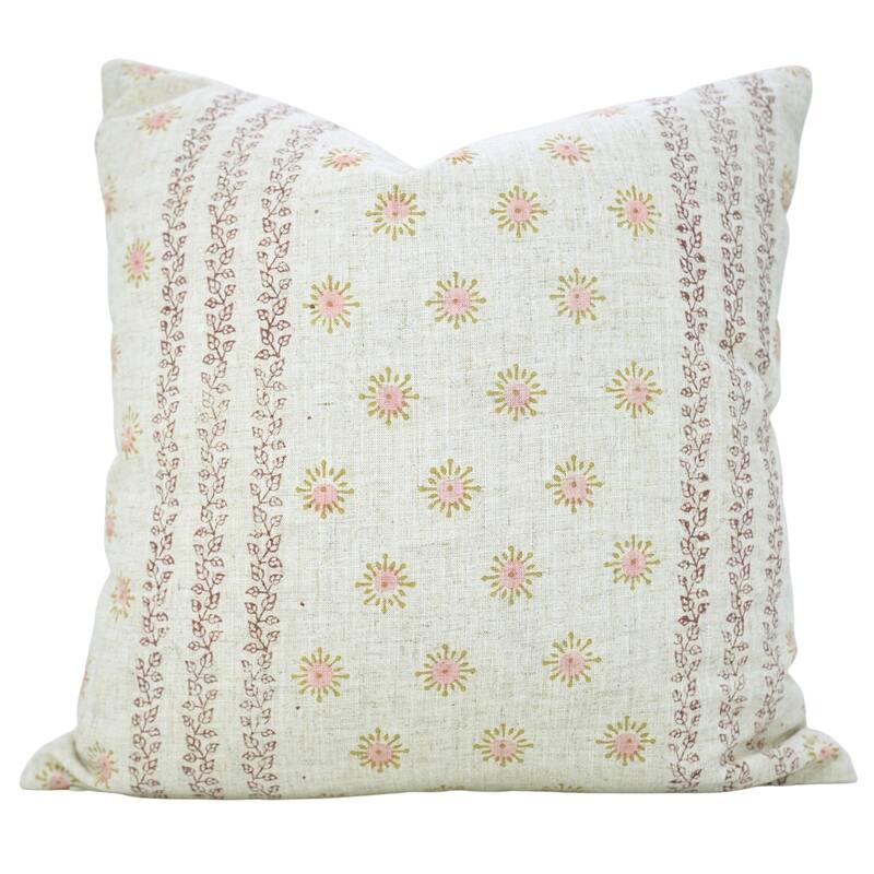 Fabdivine Peach 14x20 Inch Floral Cushion Cover for Summer Bedroom Rectangle Throw Fall Décor Viscose Linen Lounge, Happy Bloom