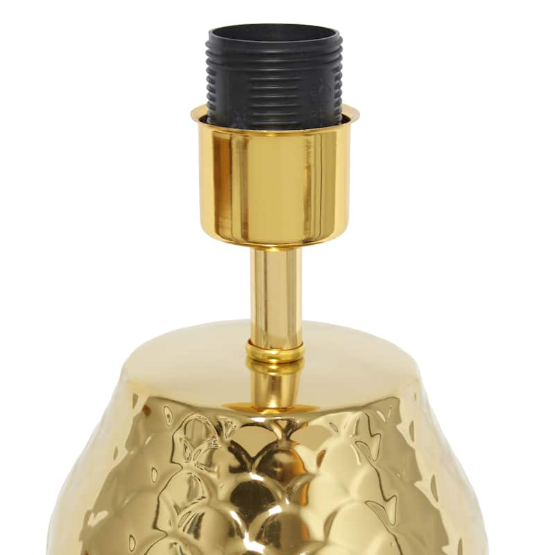 Fishscale Porcelain Table Lamp with Black Drum Shade - 23.75" - Gold