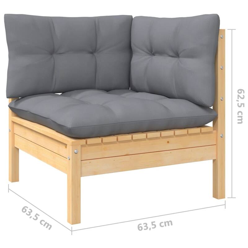 vidaXL Solid Pinewood Patio Lounge Set 11 Piece with Cushions Multi Colors