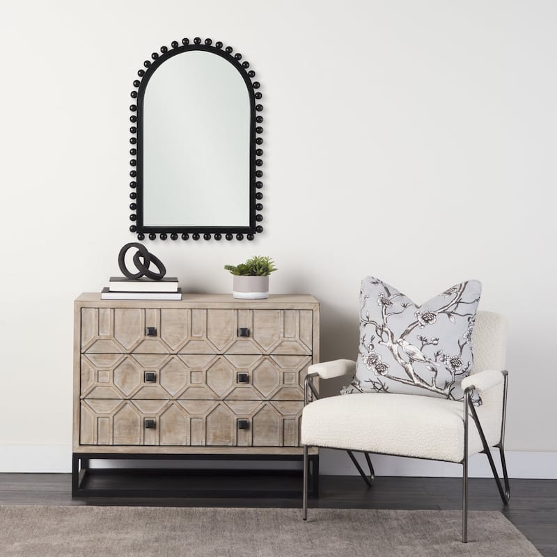 Leeds Solid Wood Arched Frame With Beads Rectangular Mirror - 35" x 23"