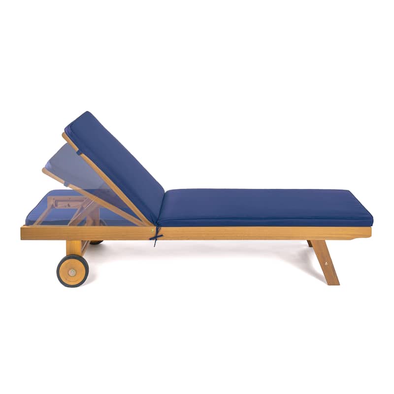 Adjustable Outdoor Chaise Lounge w/ Cushion & Wheels - JONATHAN Y