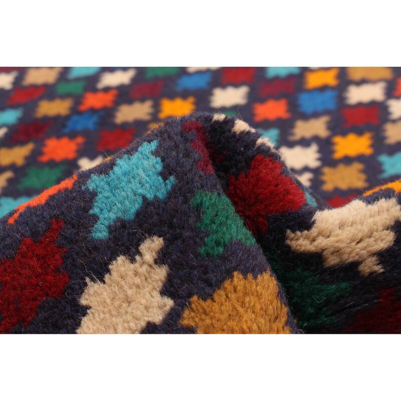 ECARPETGALLERY Hand-knotted Afghan Dark Navy Wool Rug - 2'6 x 9'10