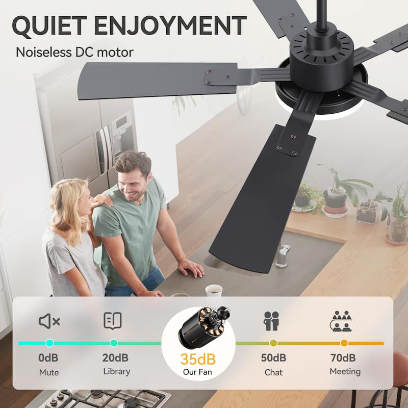 42/48/52/56/60/65-IN LED Ceiling Fan with Light Kit and Remote(5/6/7/8-Blade)