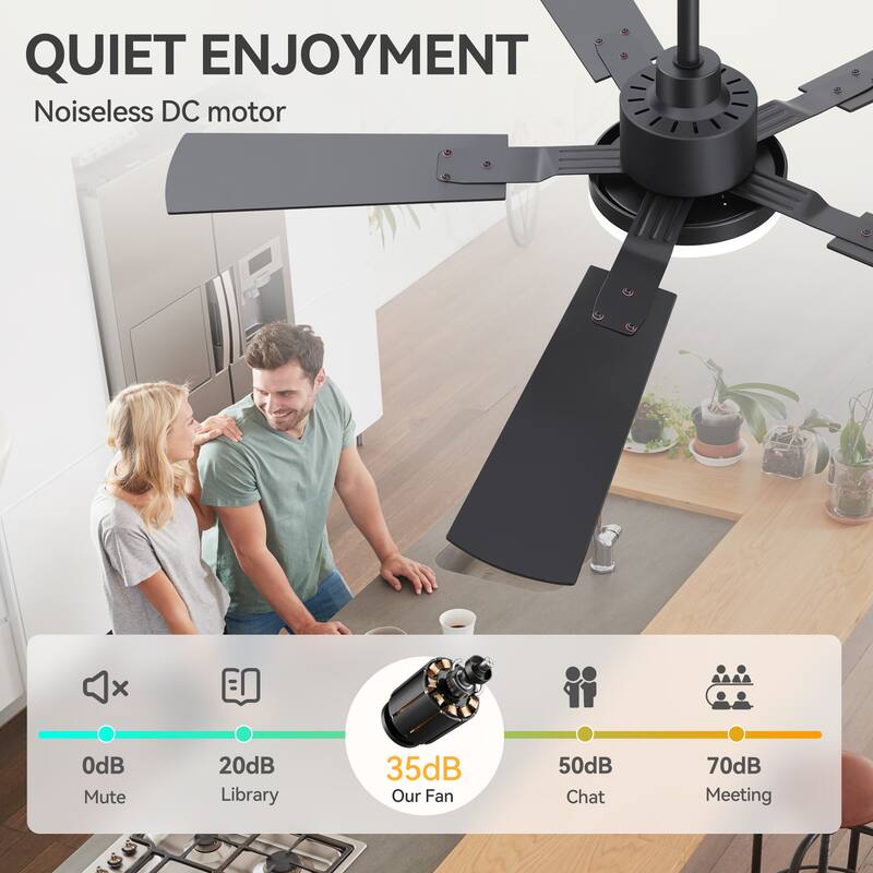 52 Inch Reversible 5-Blade Integrated LED Ceiling Fan with Light and Remote