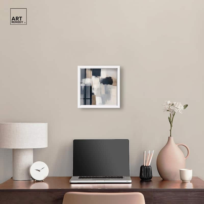 Blue and Tan Abstraction II Shadowbox by Art Remedy