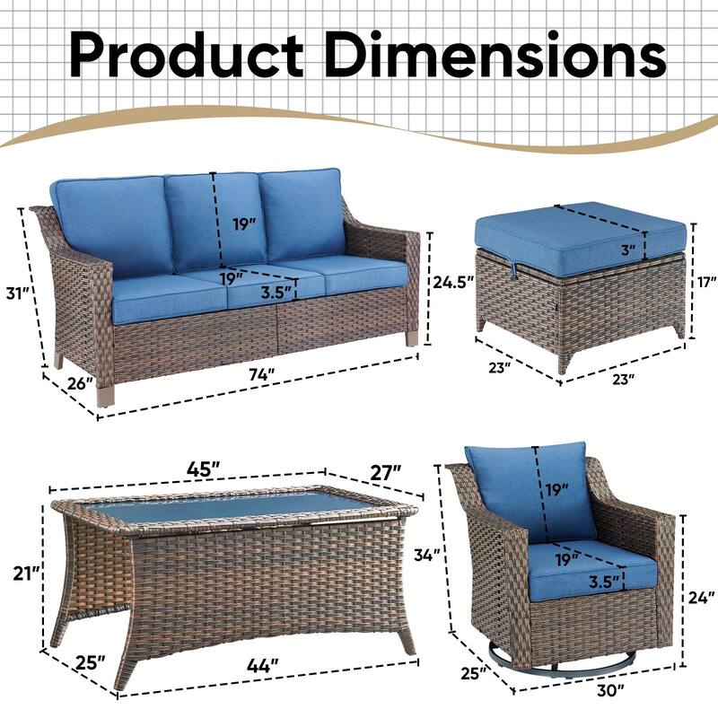 Outside Patio Sofa Chair Set with Cushions