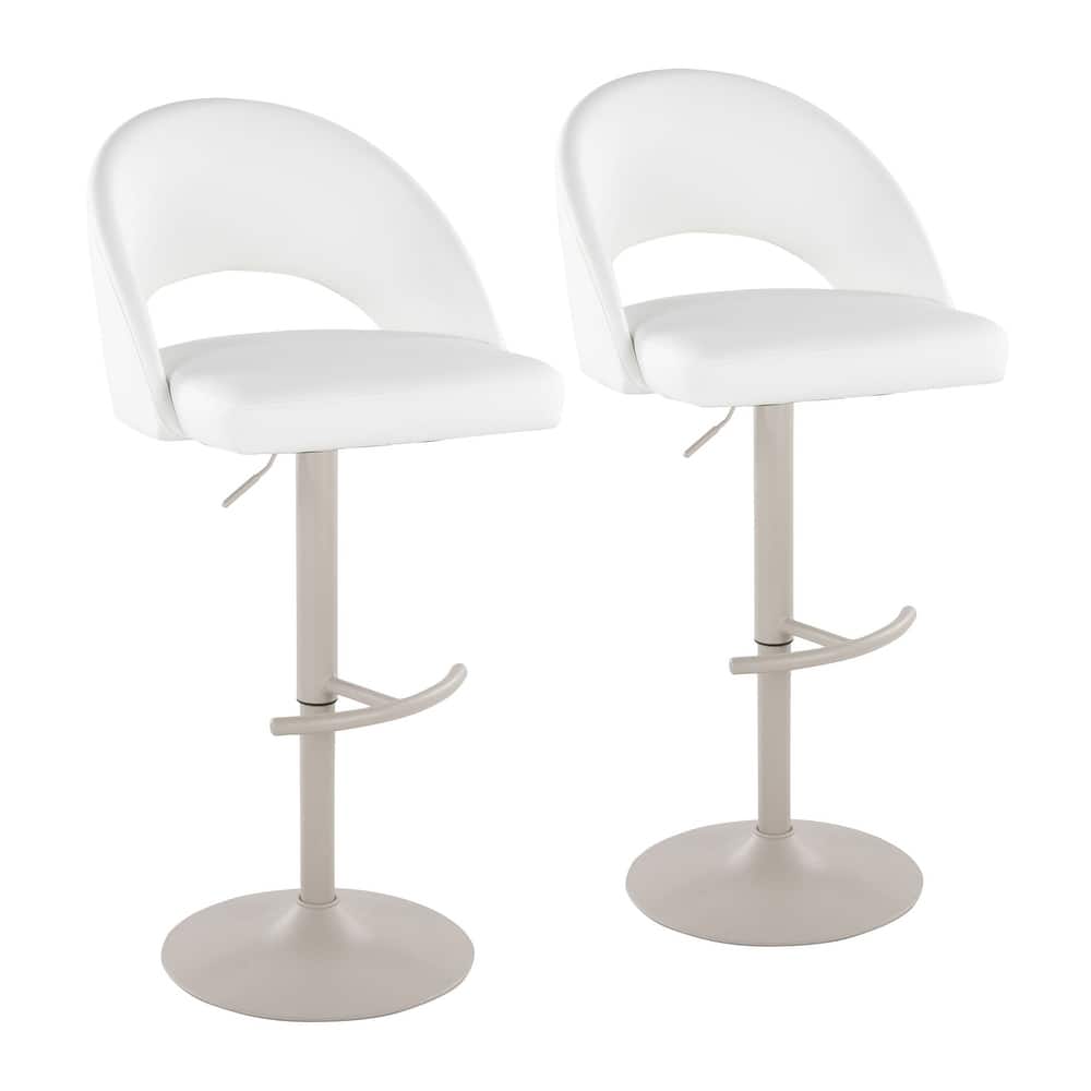 Porch & Den Vika Upholstered Adjustable Bar Stool with Rounded T Footrest (Set of 2)