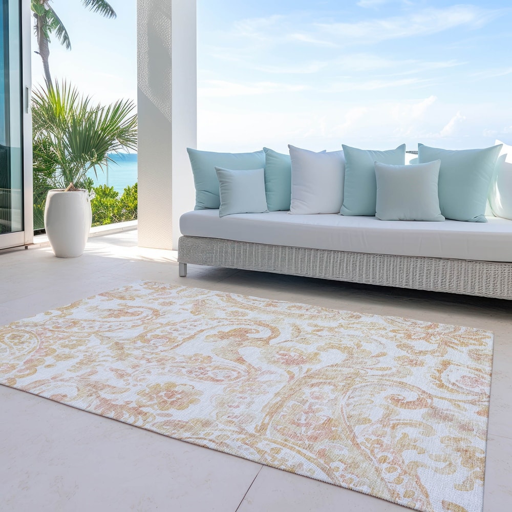 Machine Washable Indoor/ Outdoor Chantille Traditional Scroll Rug