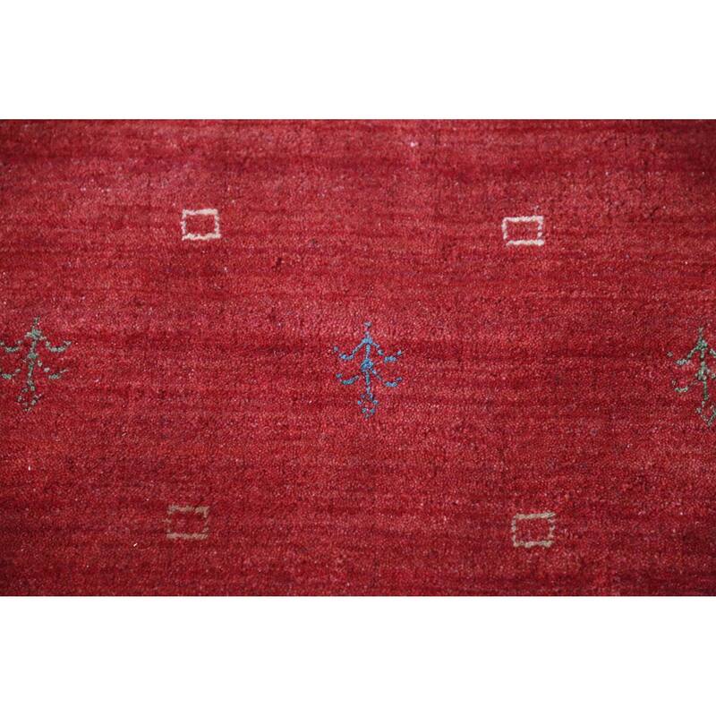 Hand Knotted Oriental 100% Wool Carpet Tribal Tribal Red Gabbeh Area Rug - 11' 4'' X 8' 1''