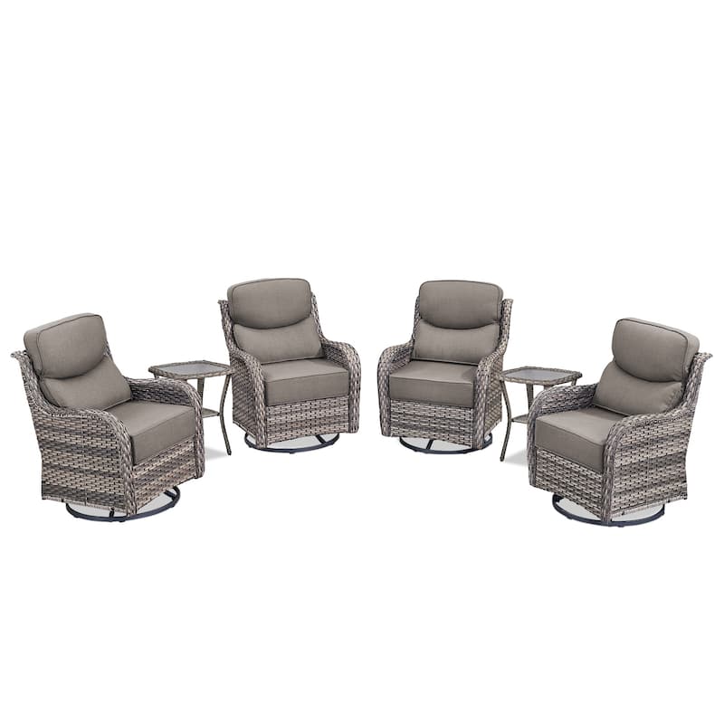 Outdoor Swivel Chairs with 6-Inch Thick Cushions for Garden