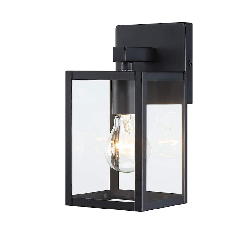 9.5 in. Black Outdoor Hardwired Wall Lantern Scone with Clear Glass Shade and No Bulbs Included