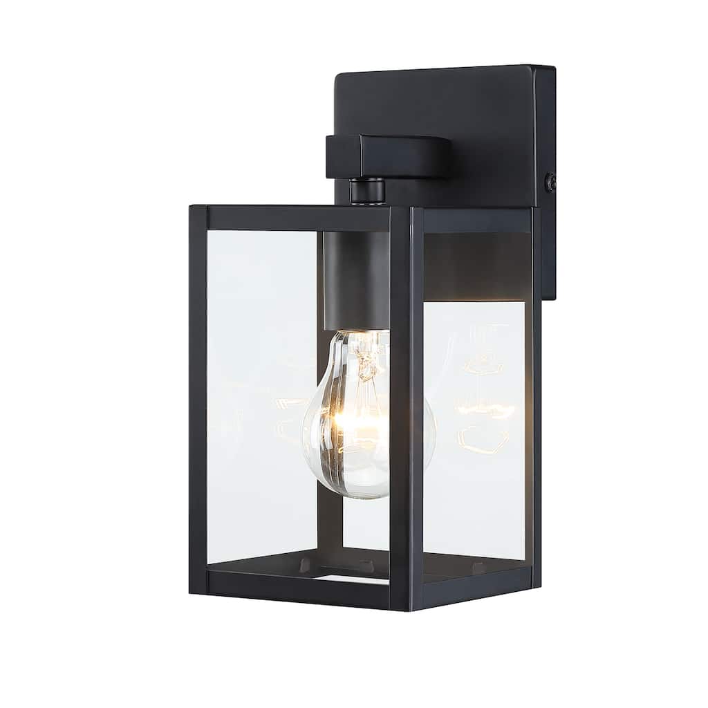 9.5 in. Black Outdoor Hardwired Wall Lantern Scone with Clear Glass Shade and No Bulbs Included