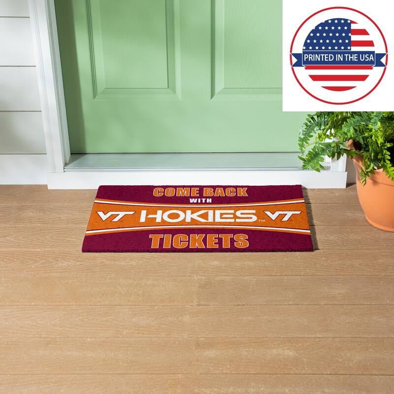 Virginia Tech 28 in. x 16 in. PVC "Come Back With Tickets" Trapper Door Mat