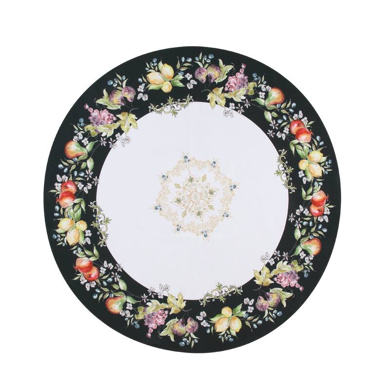 Laural Home Tuscan Fruit Sketch 70 in Round Tablecloth - 70 in Round