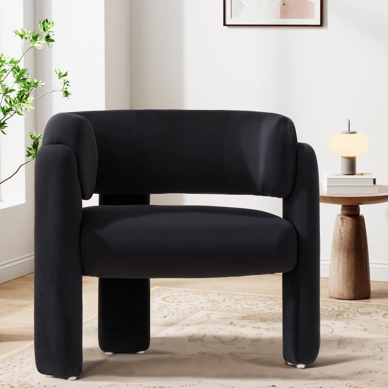 RENEWLINE Modern Velvet Barrel Accent Chair - 3-Leg Design for Living Room, Bedroom