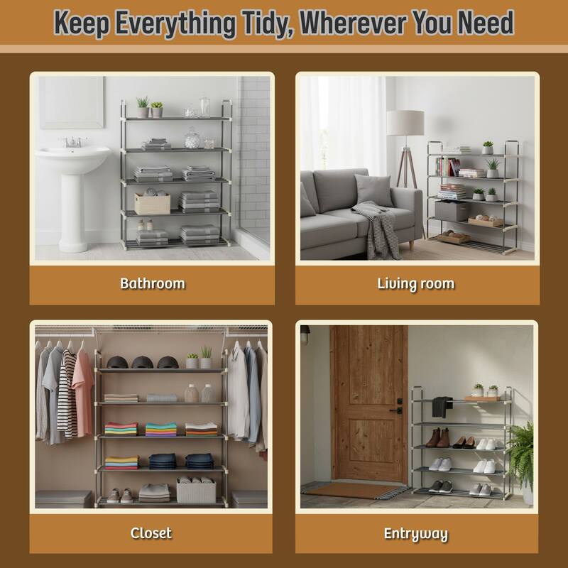 Shoe Rack – Multi -Tier Shoe Organizer by Hastings Home (Gray)