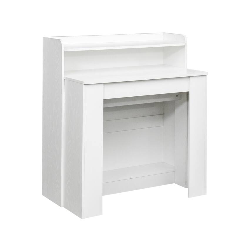 Roomfitters Modern Extendable Dining Table with Storage, Space-Saving Convertible Table