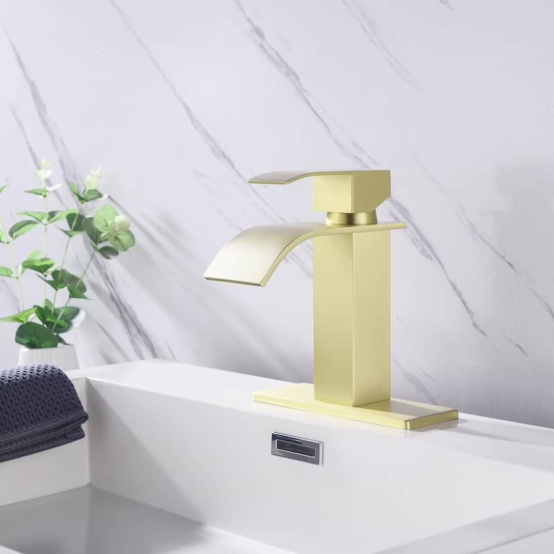 Modern Single Handle Sink Vanity Bathroom Faucet with Waterfall Spout, Anti Corrosion, Anti Rust, Easy Clean