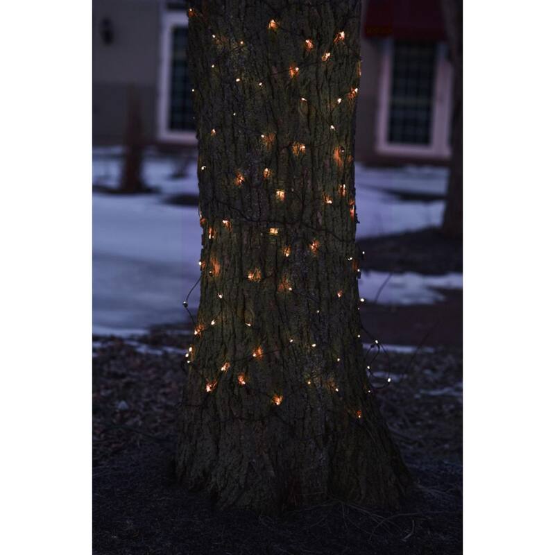 2' x 8' Orange LED Net Style Tree Trunk Wrap Christmas Lights - Brown Wire