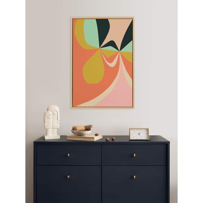 Kate and Laurel Sylvie Retro Floral 4 Framed Canvas by Alicia Bock