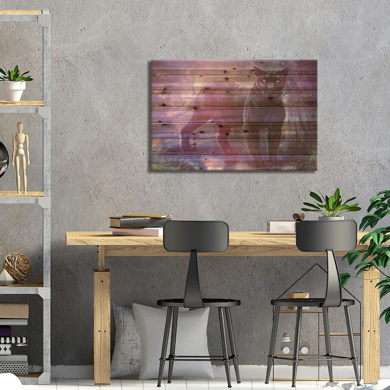 Panther Print On Wood by Louise Goalby - Multi-Color