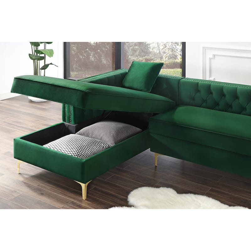 Dante Velvet Chaise Sectional Sofa