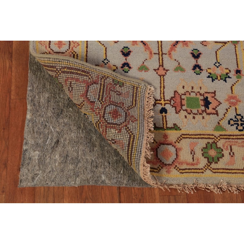 Transitional Beige Oushak Indian Foyer Rug Hand-Knotted Wool Carpet - 2'11"x 5'0"