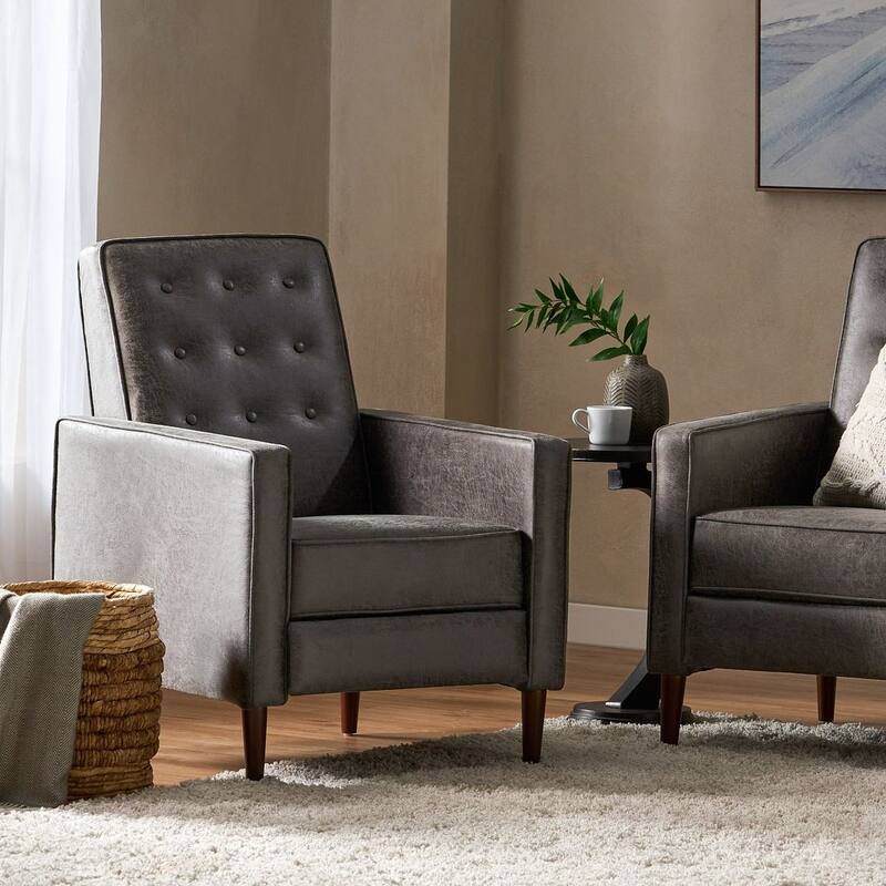 Mid-Century Modern Fabric Recliner Chair with Birch Legs by Christopher Knight Home