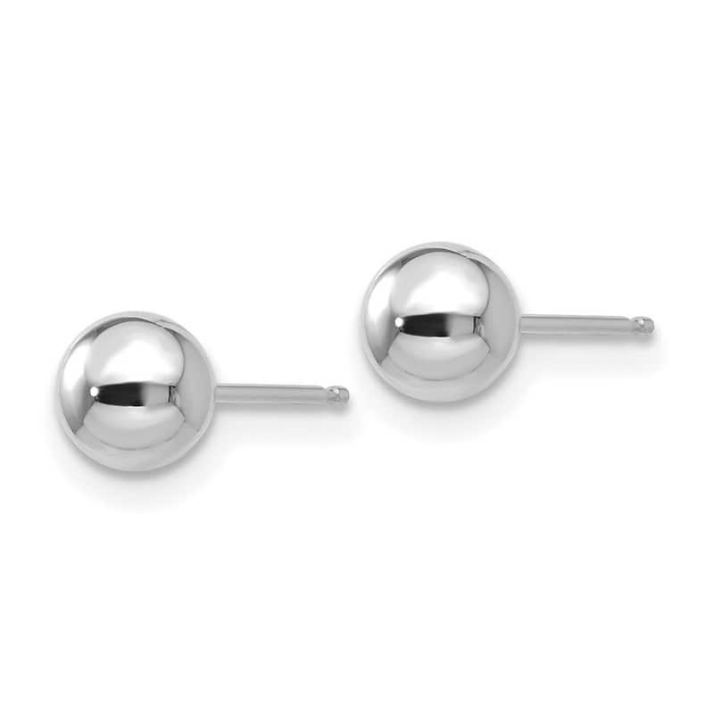 Curata 14k White Gold Girls Polished 5mm Ball Post Earrings