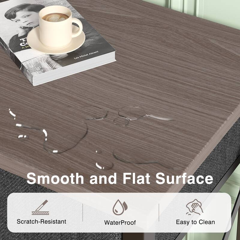 VECELO X Frame Nightstand with Removable Fabric Drawer Easy to Clean Nightstand Multifunctional End Table with Open Shelf