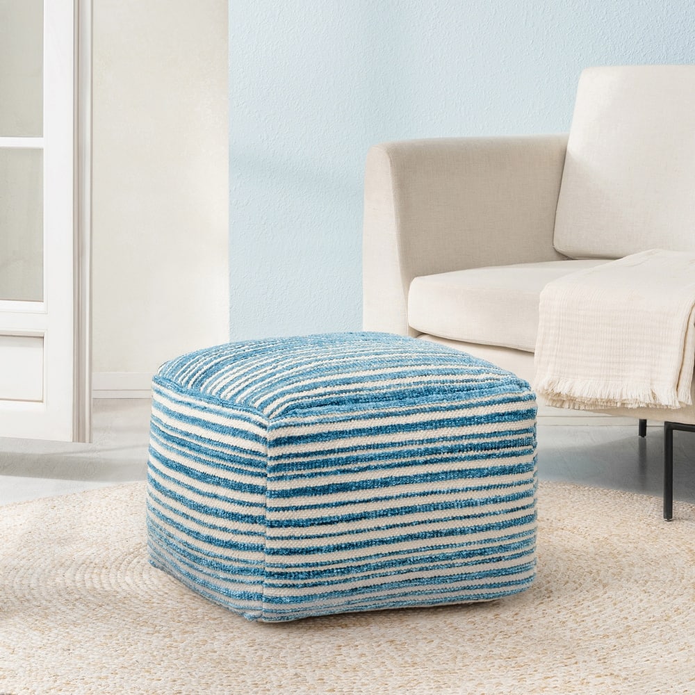 Jani 22-inch Ottoman Pouf - Handcrafted Handmade Round Ottoman for Seating, Footrest, Home Decor for Living Room, Bedroom