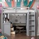 preview thumbnail 1 of 25, Modern Twin Size Loft Bed With Drawers,Desk and Wardrobe,Sturdy Construction Grey