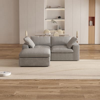 Oversize Down Filled Sectional Sofa,Love Seat Couch with Ottoman