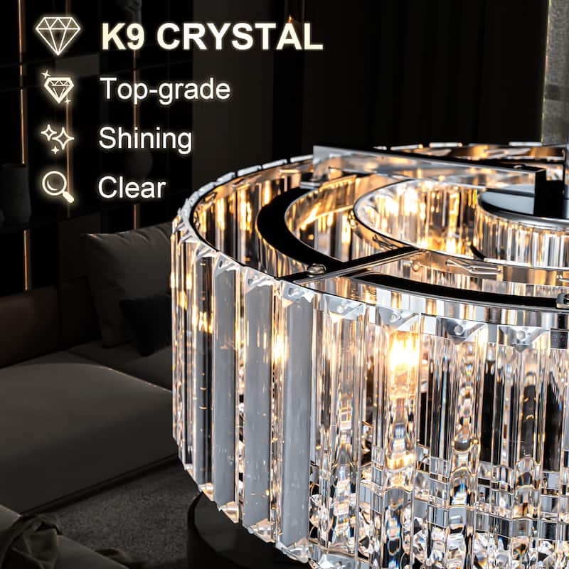15.7" Modern 4-Light Crystal Semi Flush Mount