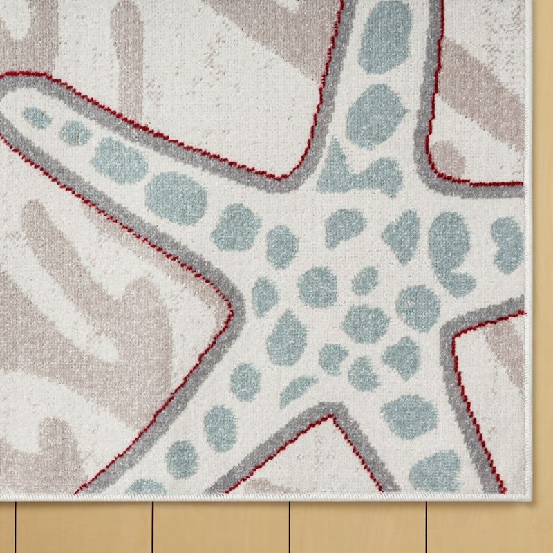 Home Dynamix Marine Coral Coastal Starfish Indoor/Outdoor Area Rug
