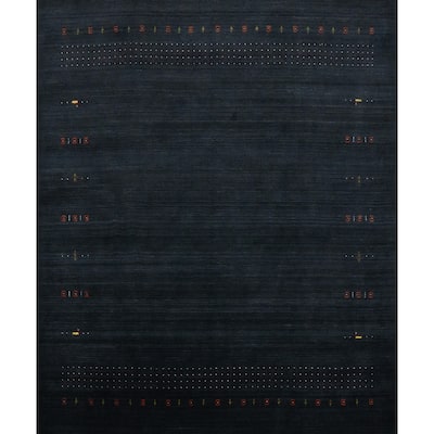 Hand Knotted Oriental 100% Wool Carpet Tribal Animal Pictorial Navy Blue & Blues Gabbeh Area Rug - 8' 9'' X 8' 10''
