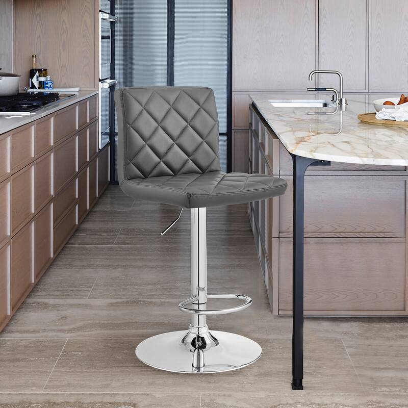 Duval 24" Adjustable Swivel Bar Stool, Gray Faux Leather and Charcoal