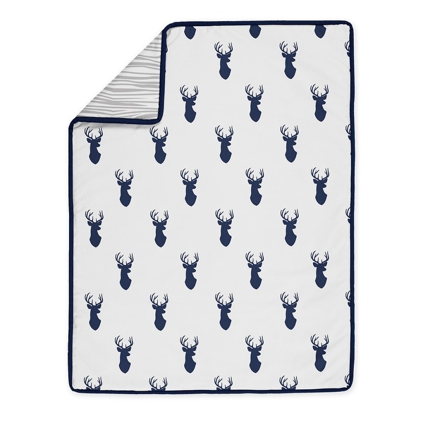 navy blue deer crib bedding