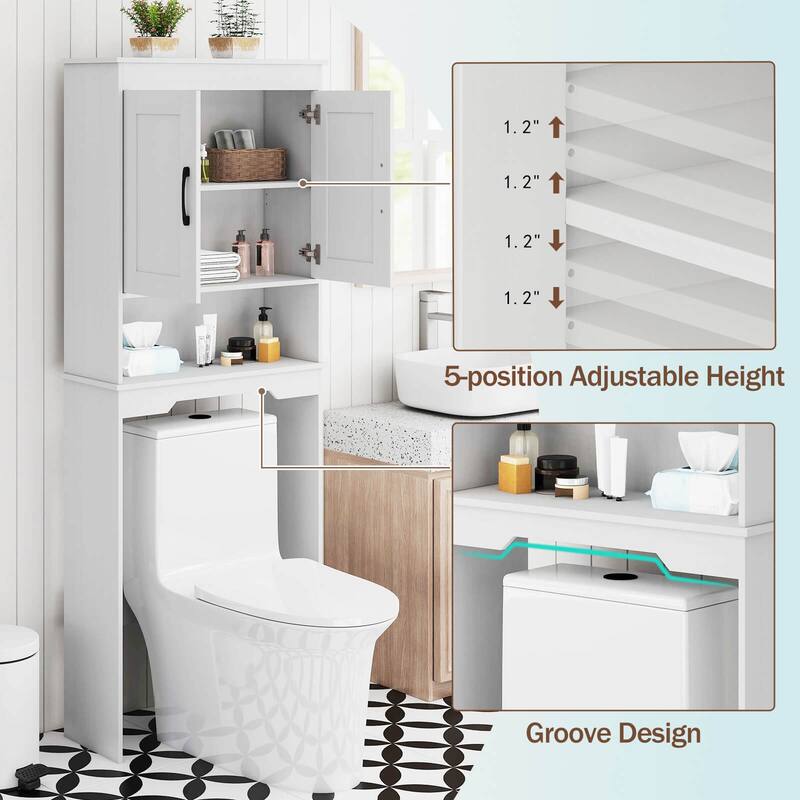 Costway Over The Toilet Storage Cabinet Bathroom Organizer w/