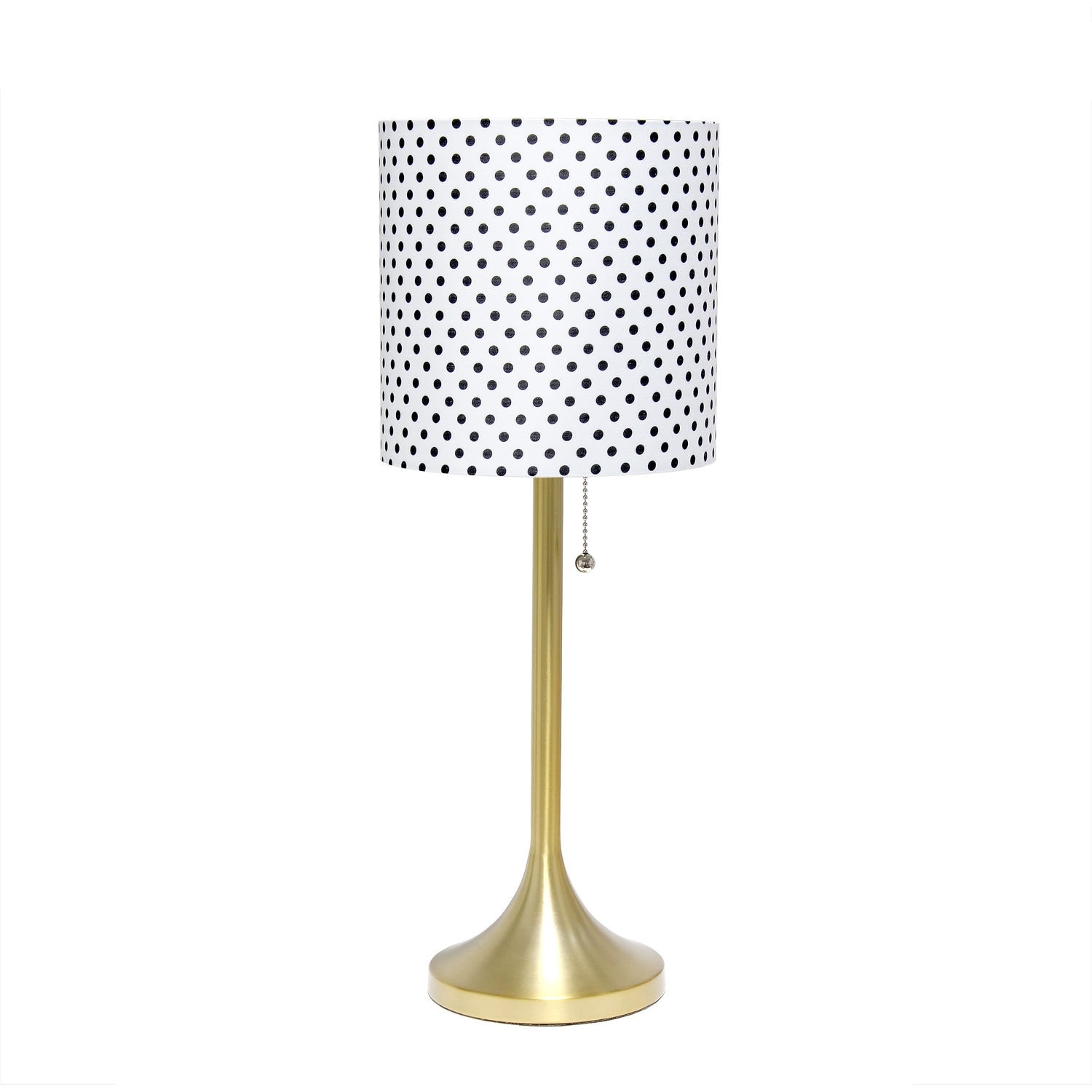 21 in. Gold and Polka Dot Finish Table Lamp with White Shade, Sturdy Table Lamp for Living Rooms and Bedrooms