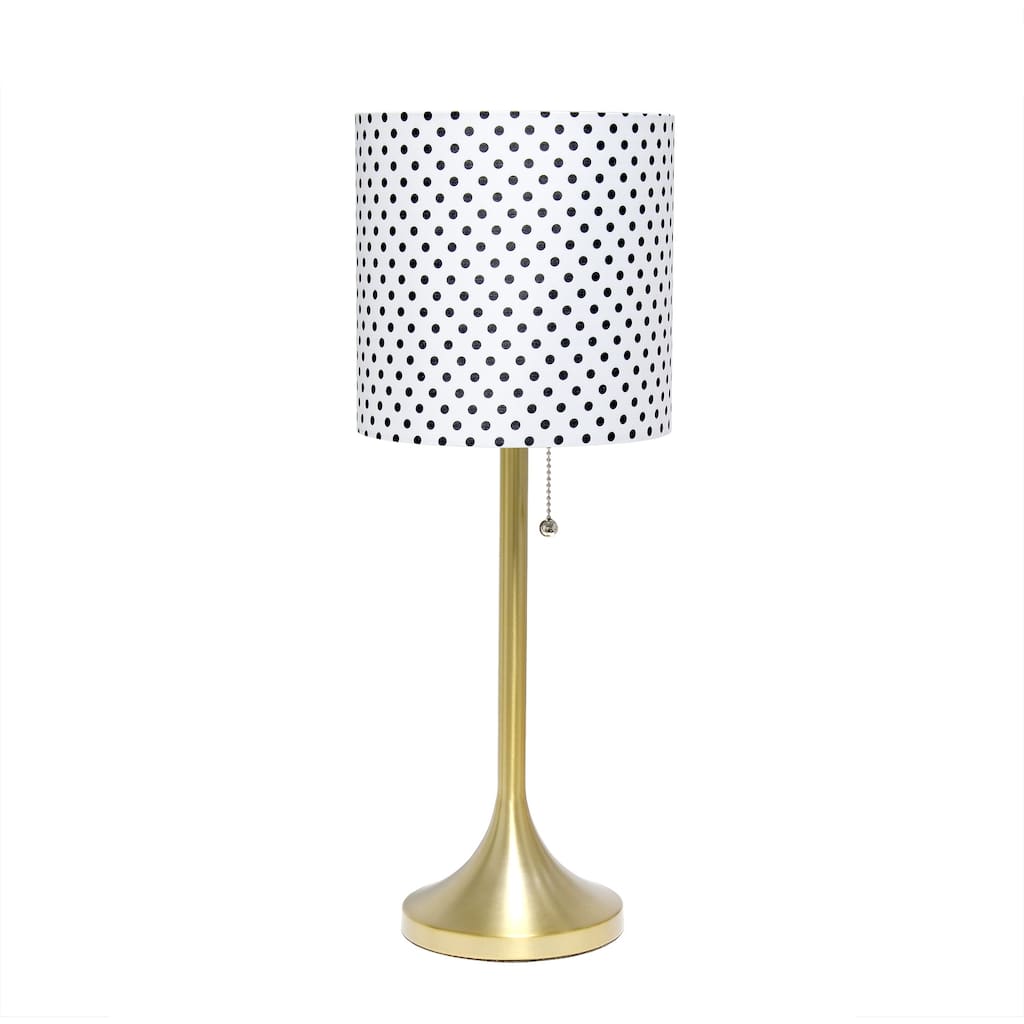 21 in. Gold and Polka Dot Finish Table Lamp with White Shade, Sturdy Table Lamp for Living Rooms and Bedrooms