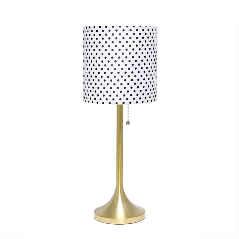 21 in. Gold and Polka Dot Finish Table Lamp with White Shade, Sturdy Table Lamp for Living Rooms and Bedrooms