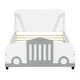 preview thumbnail 24 of 28, White Car Platform Bed with Safety Rails & Wheels - Fun for Kids