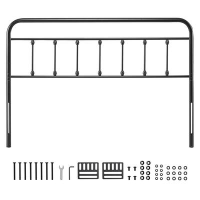 Black Metal Vintage Bed Frame Queen Size Headboard with Carbon Steel Construction