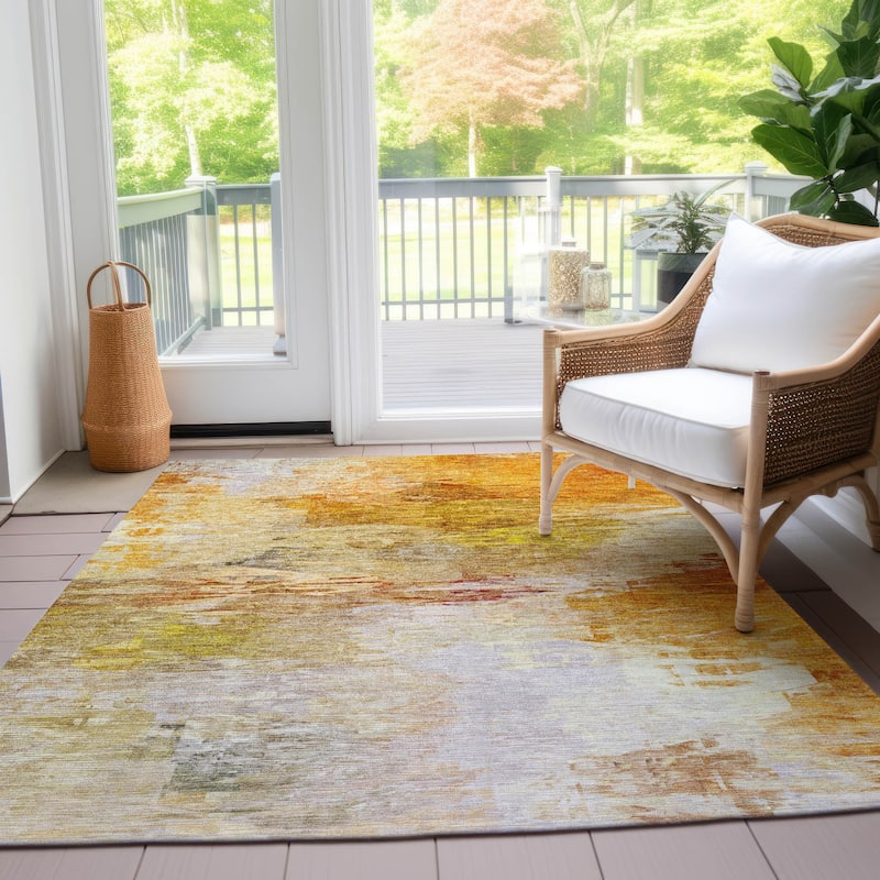 Machine Washable Indoor/ Outdoor Chantille Abstract Ombre Rug