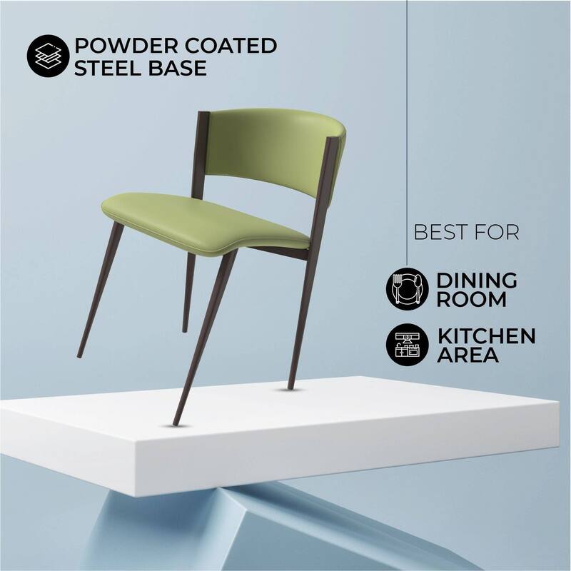 Leather Dining Chairs with Iron Legs and Open-Back Design Aspen Series Set of 2