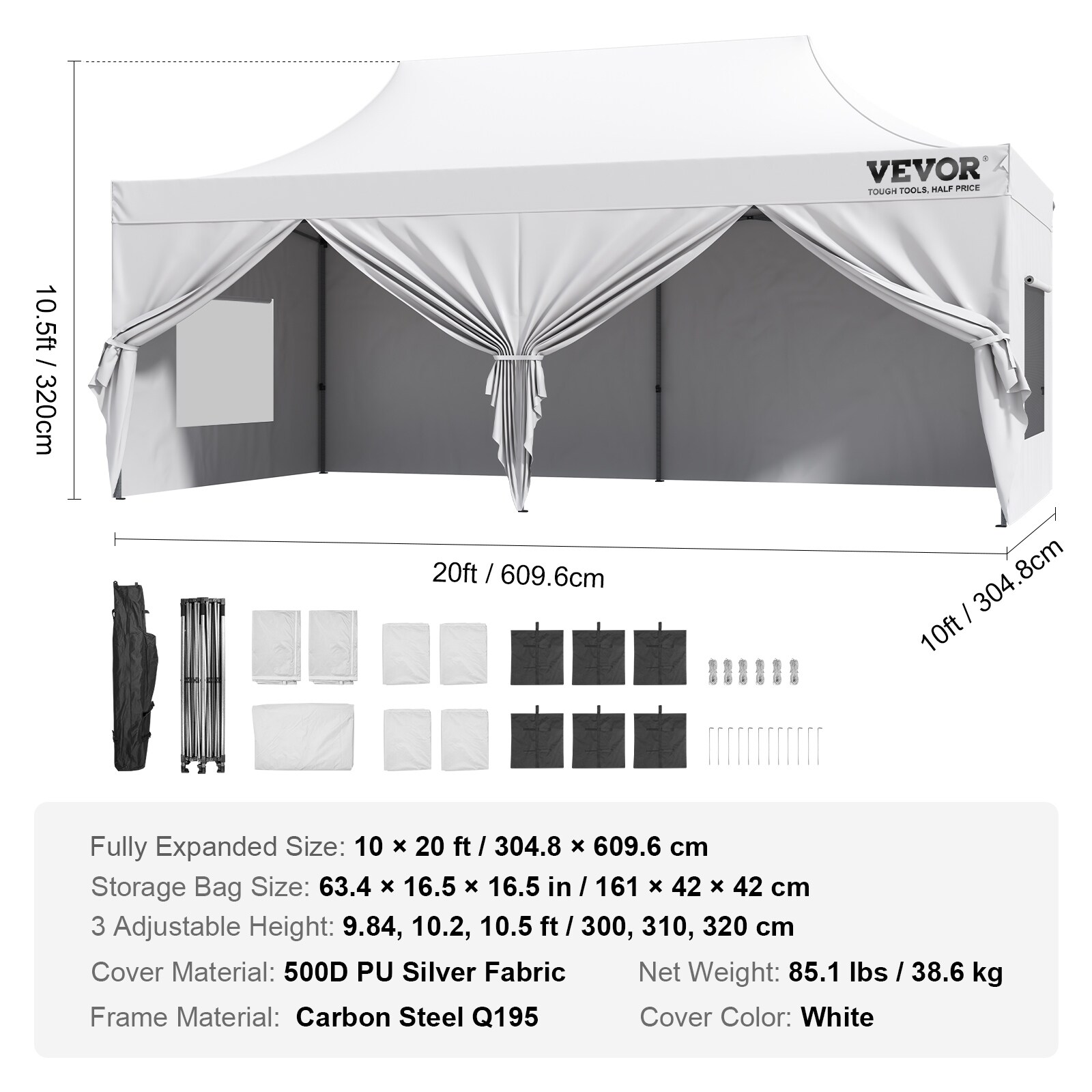 VEVOR Pop Up Canopy Tent Outdoor Gazebo Tent with Sidewalls Bag White On Sale Bed Bath Beyond 38261411