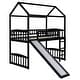 preview thumbnail 12 of 19, Twin Wood Loft Bed House Bed with Slide&Ladder&Guardrail&Roof, Large Underneath Play&Storage Area, Gray